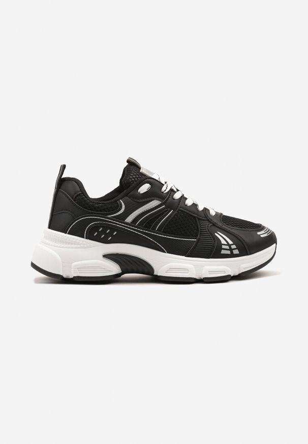 Born2be - Czarne Sneakersy w Streetwearowym Stylu z Siateczkowymi Zdobieniami Dorelline. Okazja: na co dzień. Zapięcie: sznurówki. Kolor: czarny. Materiał: jeans. Wzór: aplikacja
