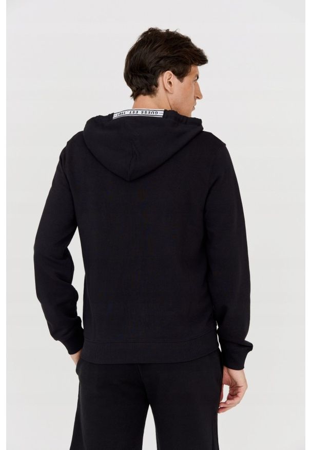 Guess - GUESS Czarna męska bluza z kapturem Slim Fit, Rozmiar S. Typ kołnierza: kaptur. Kolor: czarny