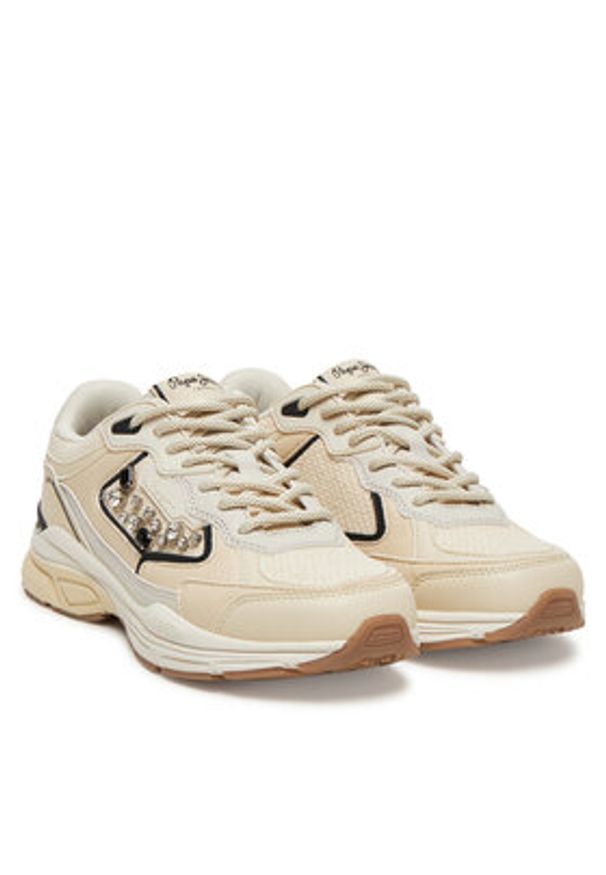 Pepe Jeans Sneakersy PLS60029 Écru. Materiał: skóra