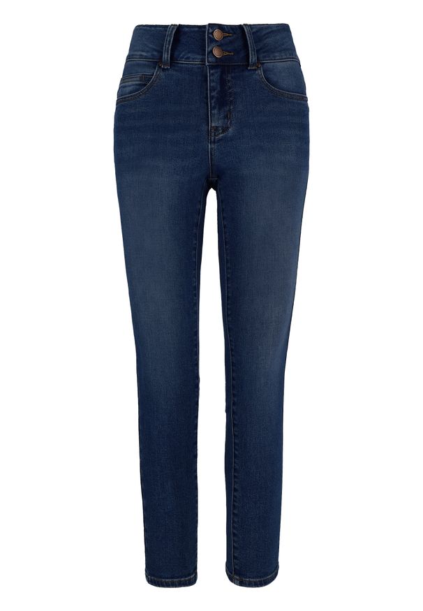 Volcano - Granatowe jeansy damskie slim D-MONTANA 14. Kolor: niebieski
