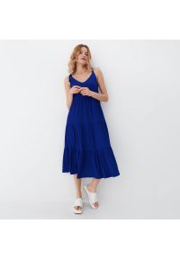 Mohito - Sukienka z falbanami - Niebieski. Kolor: niebieski