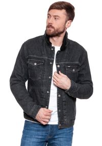 Wrangler - KURTKA ZIMOWA WRANGLER SHERPA JACKET MIDNIGHT STONE W423RJ19X. Materiał: materiał, jeans. Sezon: zima #4