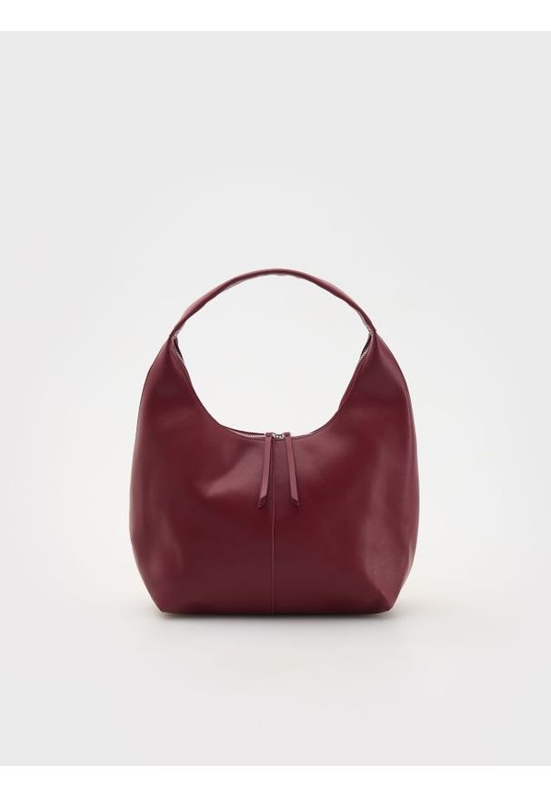 Reserved - Torebka hobo - karminowy. Kolor: czerwony. Materiał: skórzane. Styl: klasyczny