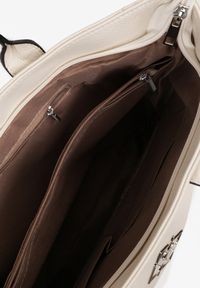 Renee - Beżowa Torebka Typu Shopper z Paskiem Crossbody Zdobiona Aplikacją Idaniela. Kolor: beżowy. Wzór: aplikacja. Dodatki: z aplikacjami. Materiał: zdobione. Styl: elegancki, casual. Rodzaj torebki: na ramię #3