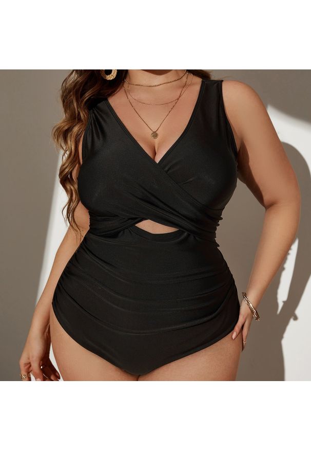 Intica - Jednoczęściowy strój kąpielowy z marszczeniem na plażę i basen Sumanda. Kolor: czarny. Materiał: materiał