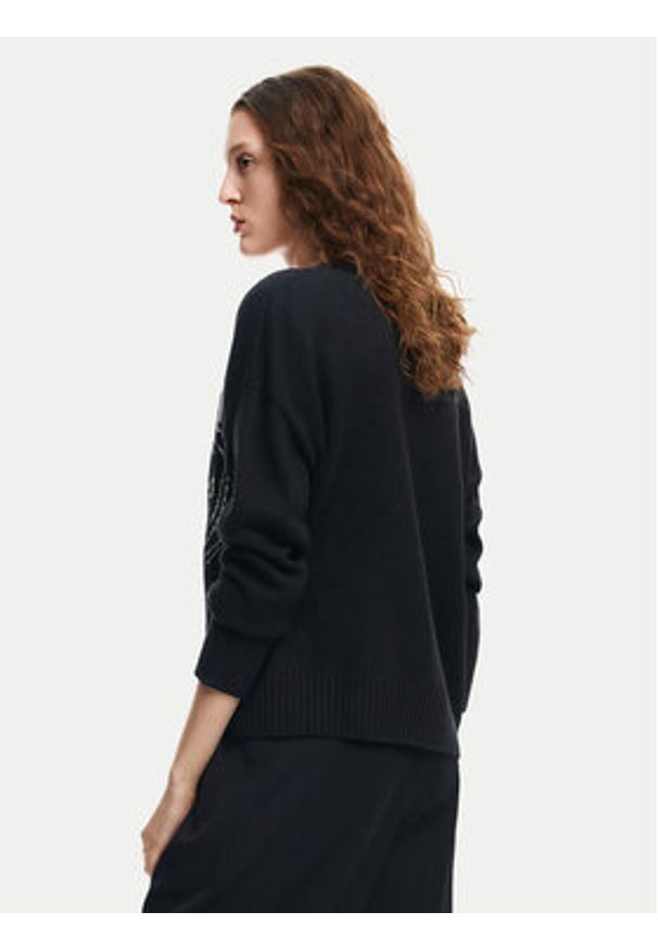 Desigual Sweter Toulouse Lacroix 24WWJF54 Czarny Loose Fit. Kolor: czarny. Materiał: syntetyk