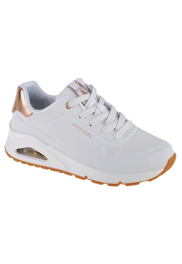skechers - Adidasy Skechers Uno - Golden Air, Kobiety. Zapięcie: sznurówki. Kolor: biały. Materiał: guma, materiał, tkanina, syntetyk. Szerokość cholewki: normalna. Sport: turystyka piesza