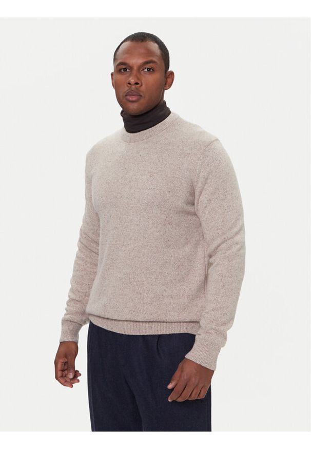 Barbour Sweter Essential Tisbury MKN0844ST51 Beżowy Regular Fit. Kolor: beżowy. Materiał: wełna