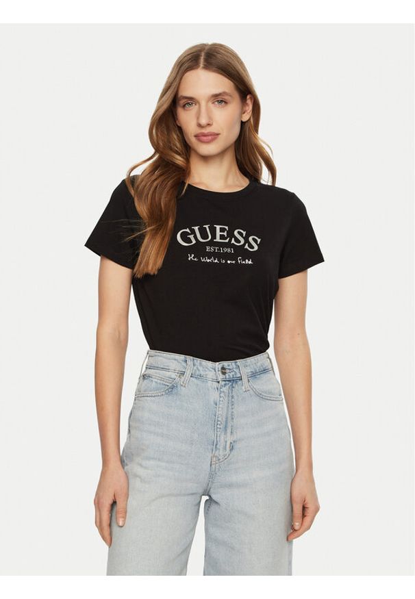 Guess T-Shirt V5RI16 J1314 Czarny Shirt Fit. Kolor: czarny. Materiał: bawełna