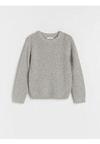 Reserved - Melanżowy sweter - jasnoszary. Kolor: szary. Materiał: bawełna, dzianina. Wzór: melanż. Styl: klasyczny