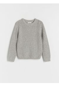 Reserved - Melanżowy sweter - jasnoszary. Kolor: szary. Materiał: dzianina, bawełna. Wzór: melanż. Styl: klasyczny