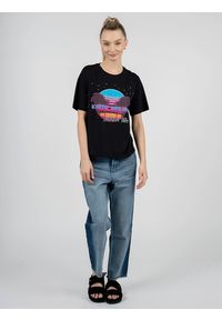 Patrizia Pepe T-Shirt | 2M3839 A6T4 | Kobieta | Czarny. Kolor: czarny. Materiał: bawełna. Długość rękawa: krótki rękaw. Długość: krótkie. Wzór: aplikacja, nadruk