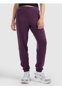 4f - 4F Spodnie dresowe joggery z modalem damskie - fioletowe S. Kolor: fioletowy. Materiał: dresówka. Wzór: gładki