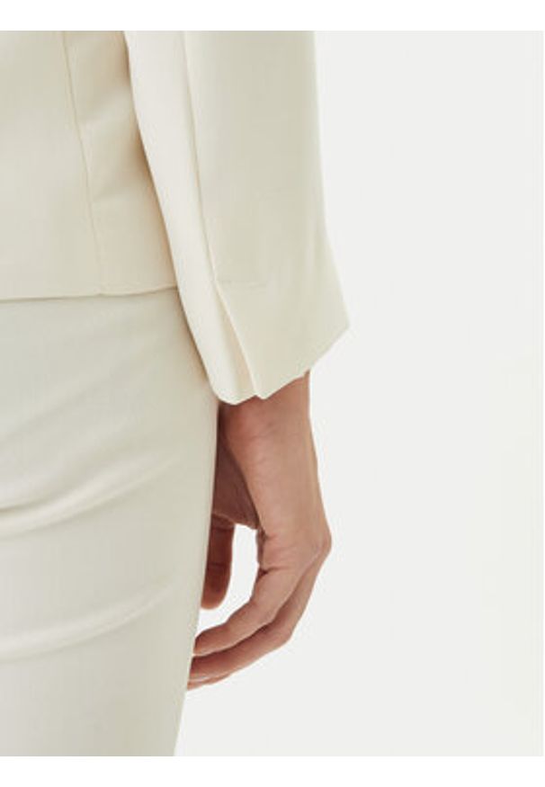 Marella Marynarka Meandro 2613041053 Écru Slim Fit. Kolor: kremowy. Materiał: syntetyk
