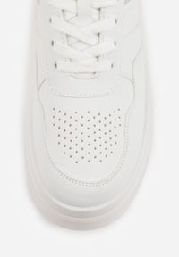 Born2be - Biało-Srebrne Sneakersy VICES na Grubej Podeszwie z Przeszyciami i Tłoczeniem Berolle. Okazja: na co dzień. Kolor: biały. Materiał: jeans, dresówka #8