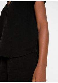 bonprix - Bluzka muślinowa z krótkim rękawem, z czystej bawełny. Typ kołnierza: dekolt w serek. Kolor: czarny. Materiał: bawełna. Długość rękawa: krótki rękaw. Długość: krótkie #3