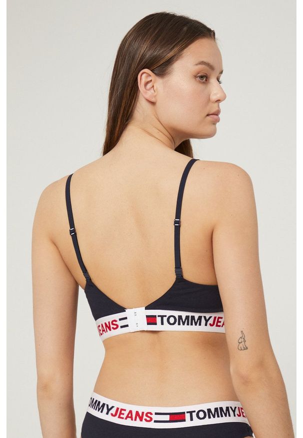 TOMMY HILFIGER - Tommy Hilfiger biustonosz kolor granatowy. Kolor: niebieski. Materiał: włókno, materiał. Rodzaj stanika: odpinane ramiączka