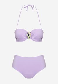 Renee - Fioletowe Bikini Majtki Figi i Biustonosz z Ozdobną Wstawką Natamara. Kolor: fioletowy