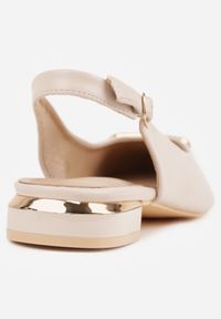 Renee - Beżowe Płaskie Sandały z Odkrytą Piątą i Noskiem w Szpic ze Skórzaną Wkładką Tarigass. Okazja: na co dzień. Kolor: beżowy. Materiał: skóra. Sezon: lato. Styl: klasyczny, wakacyjny, casual #4