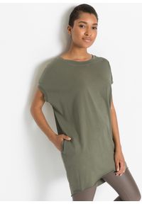 bonprix - Długi shirt oversize. Kolor: zielony. Długość rękawa: krótki rękaw. Długość: długie