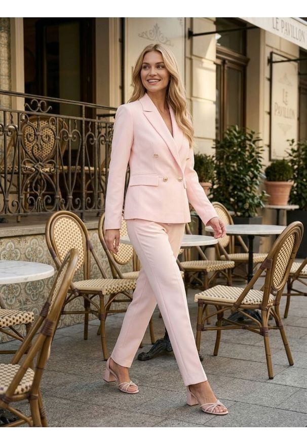 Sinsay - Spodnie w kant - różowy. Kolor: różowy