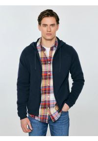 Big-Star - Sweter męski rozpinany z kapturem granatowy Hoodian 403. Okazja: na co dzień. Typ kołnierza: kaptur. Kolor: niebieski. Materiał: tkanina, bawełna, jeans, dresówka. Styl: casual, klasyczny #7