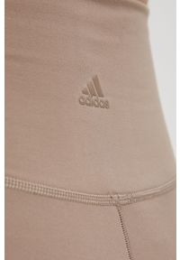 adidas Performance legginsy treningowe Yoga Luxe Studio HD4422 damskie kolor brązowy gładkie. Kolor: brązowy. Materiał: skóra, dzianina, materiał. Wzór: gładki. Sport: fitness #2