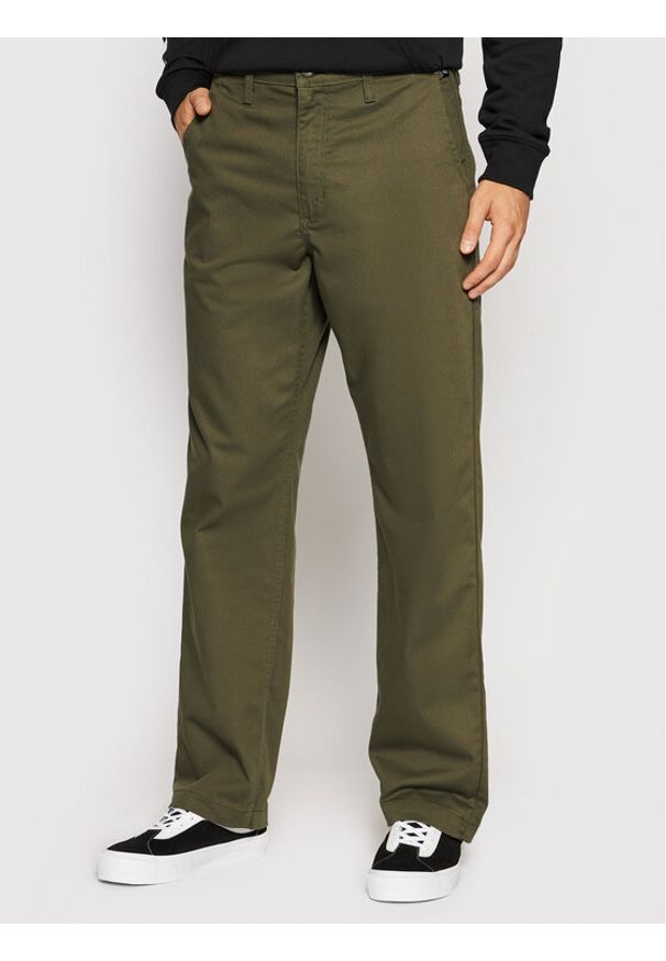 Vans Spodnie materiałowe Authentic VN0A5FJB Zielony Loose Fit. Kolor: zielony. Materiał: materiał, syntetyk
