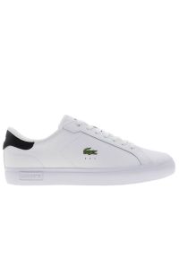 Buty Lacoste Powercourt 125 2 SMA 749SMA0081-147 - białe. Okazja: na co dzień. Zapięcie: sznurówki. Kolor: biały. Materiał: skóra, guma. Wzór: gładki, aplikacja