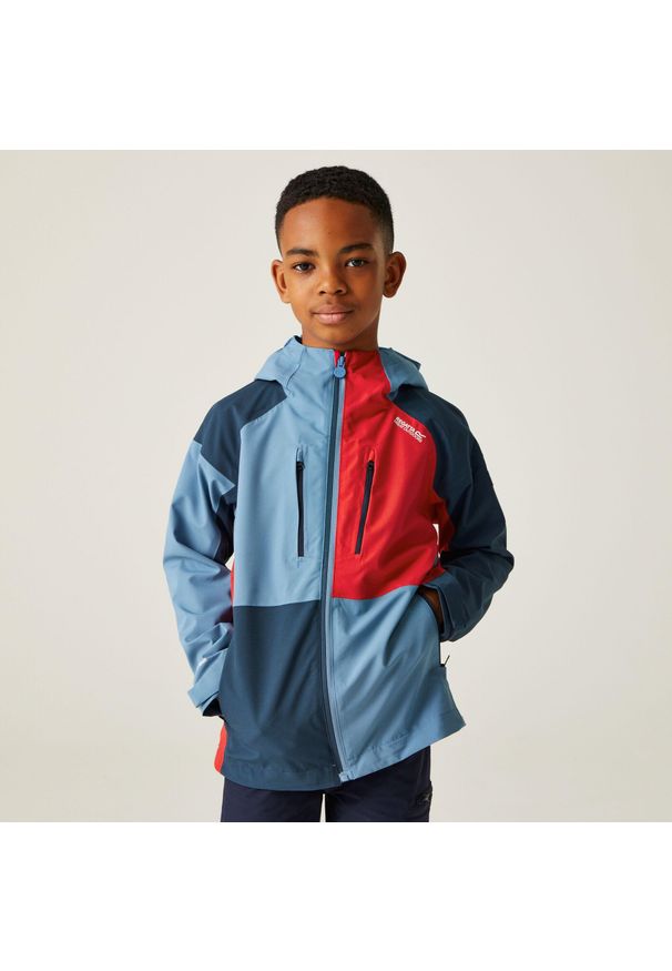 Regatta - Highton V dziecięca kurtka przeciwdeszczowa. Kolor: niebieski. Materiał: materiał