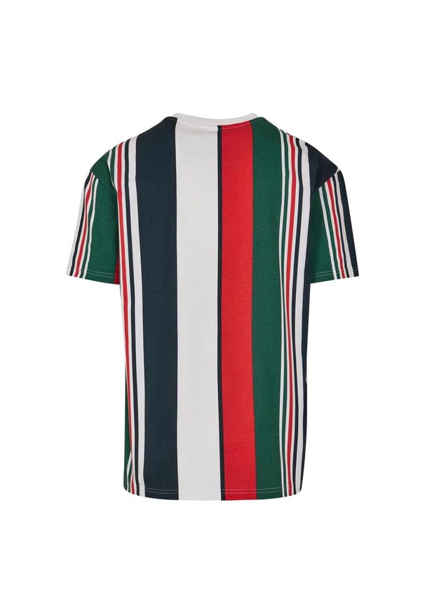 Urban Classics - T-shirt Męski Paski Ciężkiej Grubości Oversized. Kolor: biały, wielokolorowy, niebieski. Wzór: paski