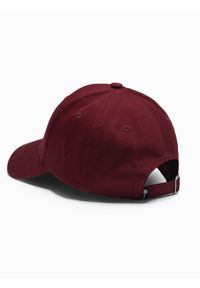 Ombre Clothing - Męska jednokolorowa czapka z daszkiem bejsbolówka – bordowa V3. Kolor: czerwony. Materiał: bawełna. Wzór: ze splotem. Styl: klasyczny, sportowy, casual