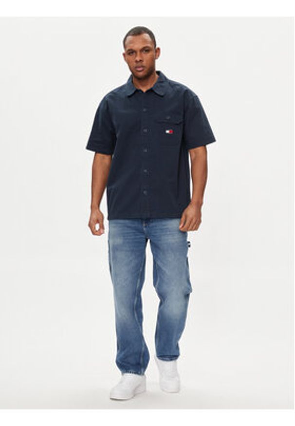 Tommy Jeans Koszula Essential DM0DM18969 Granatowy Regular Fit. Kolor: niebieski. Materiał: bawełna