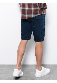 Ombre Clothing - Krótkie spodenki męskie jeansowe - ciemny jeans V3 W362 - XXL. Materiał: jeans. Długość: krótkie #5