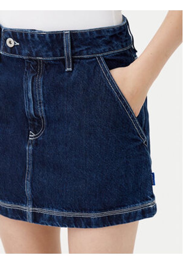 Hugo - HUGO Spódnica jeansowa mini 50531831 Granatowy Regular Fit. Kolor: niebieski. Materiał: bawełna
