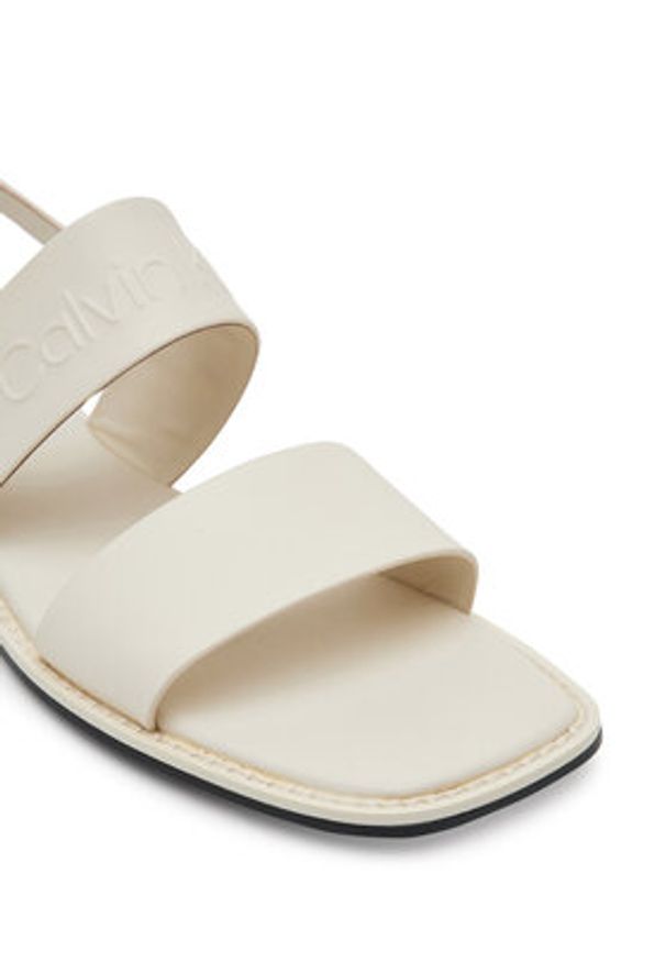 Calvin Klein Sandały Flat Sandal - He HW0HW02377 Écru. Materiał: skóra