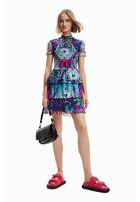 Desigual sukienka x M.Christian Lacroix mini dopasowana. Materiał: poliester. Długość rękawa: krótki rękaw. Typ sukienki: rozkloszowane. Długość: mini #5