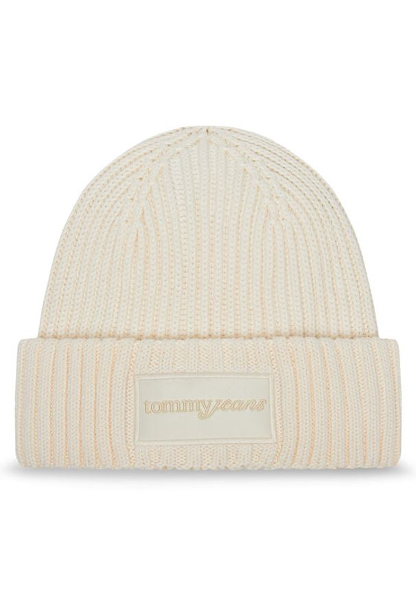 Tommy Jeans Czapka Script AW0AW17909 Écru. Kolor: kremowy. Materiał: bawełna