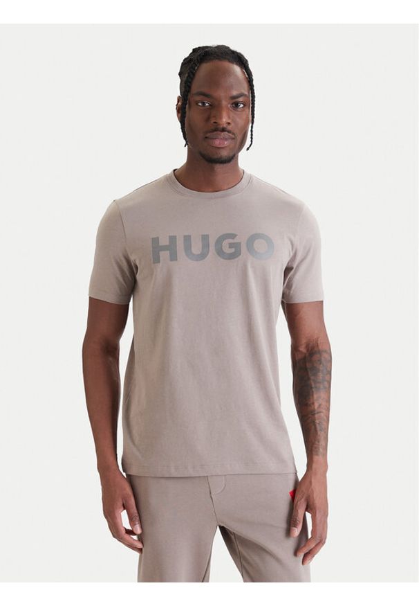 Hugo - HUGO T-Shirt Dulivio 50467556 Brązowy Regular Fit. Kolor: brązowy. Materiał: bawełna