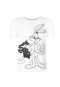 Iceberg T-Shirt "Bugs & Daffy" | F012639A | Mężczyzna | Biały. Okazja: na co dzień. Kolor: biały. Materiał: bawełna, elastan. Wzór: nadruk. Styl: klasyczny, casual, elegancki