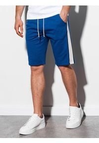 Ombre Clothing - Krótkie spodenki męskie dresowe W241 - niebieskie - L. Kolor: niebieski. Materiał: dresówka. Długość: krótkie #4