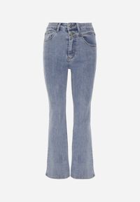 Born2be - Niebieskie Jeansy Dzwony z Bawełną Zapinane na Podwójny Guzik Daphlea. Okazja: na co dzień. Kolor: niebieski. Styl: elegancki, retro, casual #2