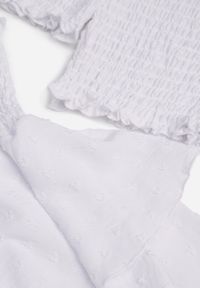 Born2be - Biały Komplet Top w Stylu Hiszpanki i Spódnico-Szorty z Gumką Quillatta. Kolor: biały. Wzór: aplikacja #7