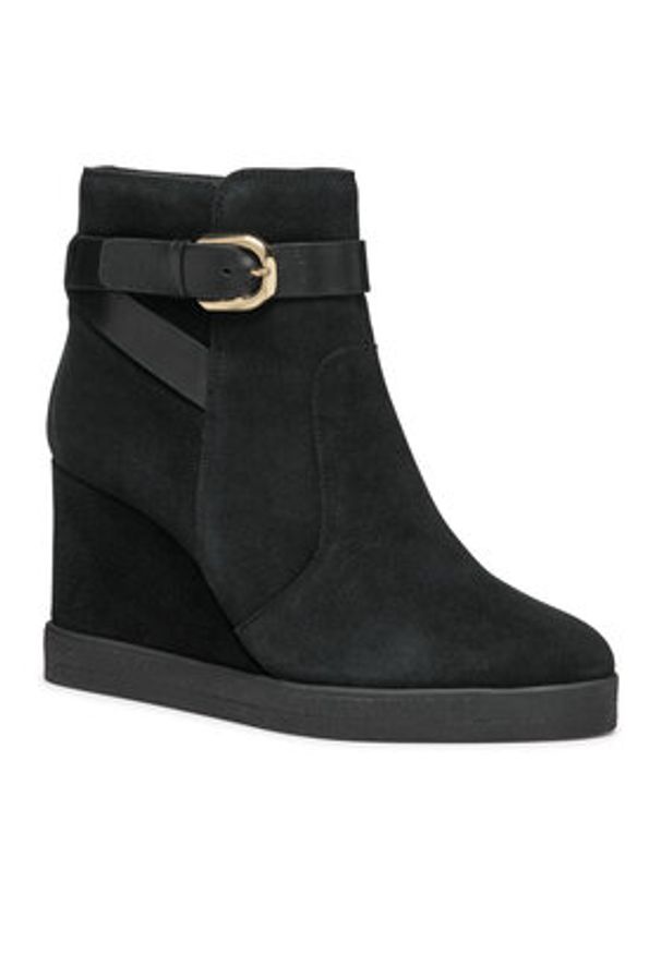 Geox Botki D Elidea Wedge D46VQA 02243 C9999 Czarny. Kolor: czarny. Materiał: zamsz, skóra