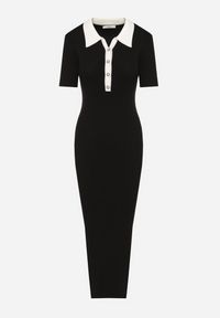Born2be - Czarna Dopasowana Sukienka z Dzianiny z Wiskozy w Eleganckim Stylu Peliora. Okazja: na co dzień, na spacer. Kolor: czarny. Materiał: dzianina, wiskoza. Długość rękawa: krótki rękaw. Sezon: wiosna. Styl: elegancki #5