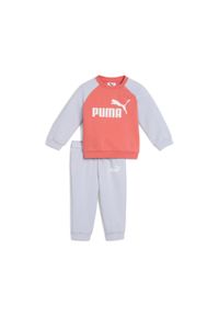 Puma - Zestaw dla małych dzieci Minicats Essentials z raglanową bluzą PUMA. Kolor: niebieski. Materiał: guma, prążkowany. Wzór: nadruk