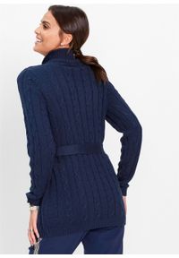 Długi sweter rozpinany bonprix ciemnoniebieski. Kolor: niebieski. Długość: długie #6