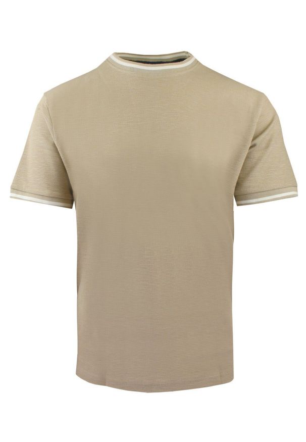 Męski T-Shirt z Dzianiny Bawełnianej - Brave Soul - Beżowy. Okazja: na co dzień. Kolor: beżowy, wielokolorowy, brązowy. Materiał: bawełna. Sezon: wiosna, lato. Styl: casual
