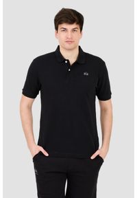 La Martina - LA MARTINA Czarne męskie polo z małym logo, Rozmiar M. Typ kołnierza: polo. Kolor: czarny #1