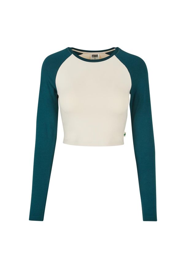 Damska ekologiczna koszulka crop z długim rękawem Urban Classics Retro Baseball. Kolor: niebieski, biały, wielokolorowy. Materiał: bawełna. Długość rękawa: długi rękaw. Długość: długie. Styl: retro